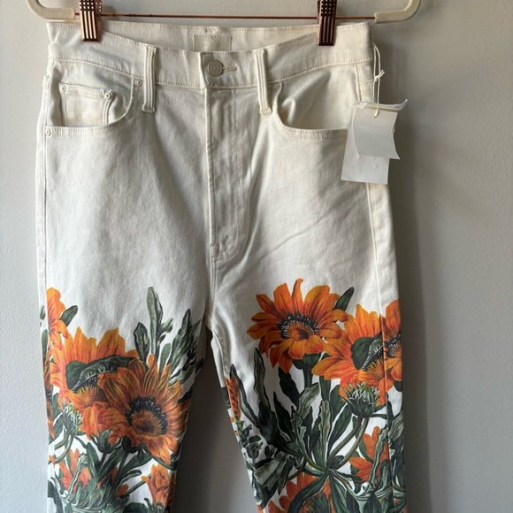 New Mother High Waisted Rider Ankle in Water For Flowers Size 28 - Picture 7 of 11